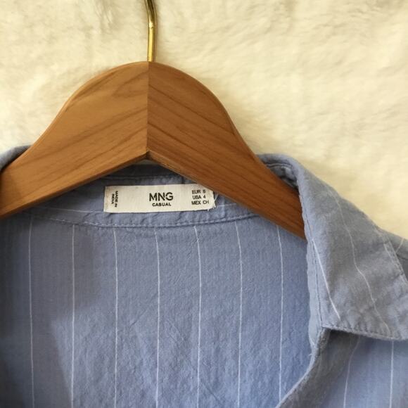 MNG Blue with White Striped Button Dress - Picture 3 of 14